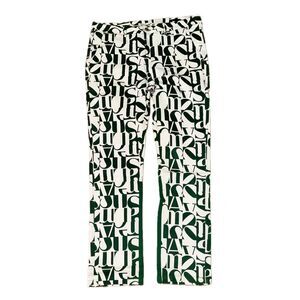 Almost Someday Spellout Denim Jeans Green White Mens Size 36 Rare Streetwear